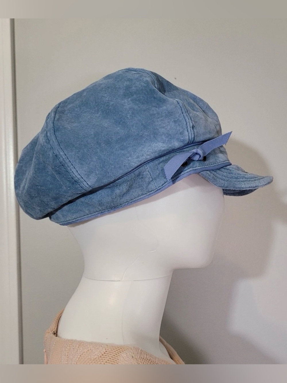 Vintage Genuine Leather Suede Newsboy Cap Baker Boy Cabbie Hat Slouchy Brim
Y2K